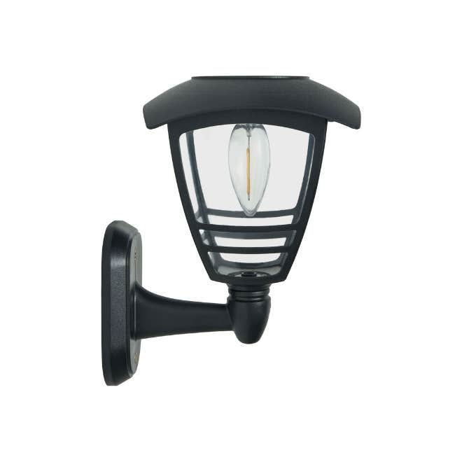 Forum Zink Cadeby LED Solar Wall Lantern Black IP44 1W 15lm 3000K 740mm - ZN-42031