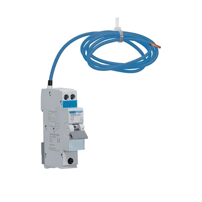 Hager 10A Double Pole RCBO C Curve 6kA 30mA Type A - ADC910R