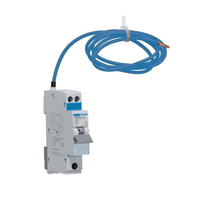 Hager 25A Double Pole RCBO C Curve 6kA 30mA Type A - ADC925R