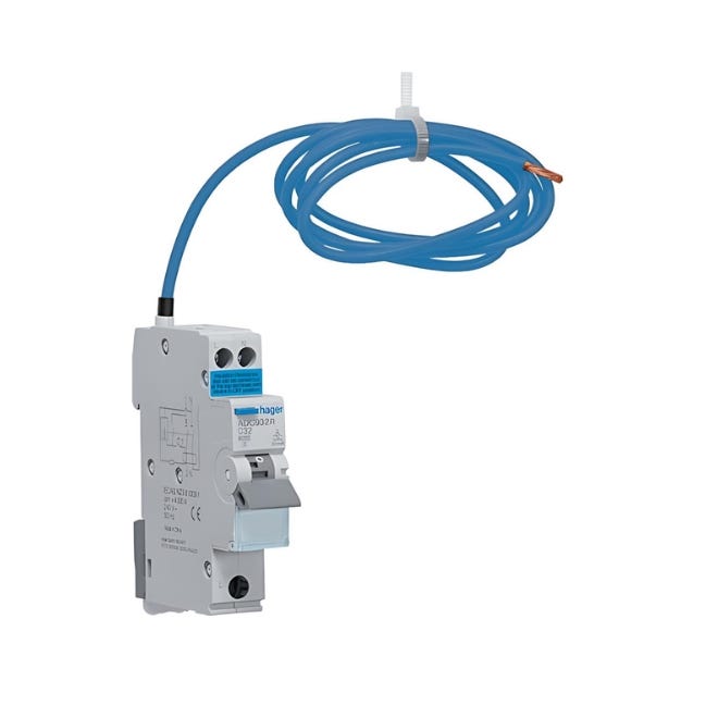 Hager 32A Double Pole RCBO C Curve 6kA 30mA Type A - ADC932R