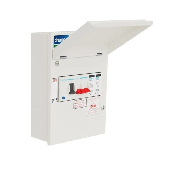 Hager 6 Way 100A Main Switch SPD EV Car Charging Consumer Unit - VR640EVSPD