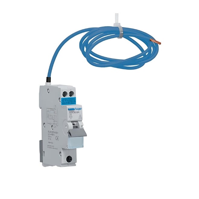 Hager 6A Double Pole RCBO C Curve 6kA 30mA Type A - ADC906R