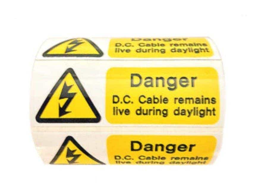 Industrial Signs Over Laminated DC Cable Live (Single Label) - IS152250R
