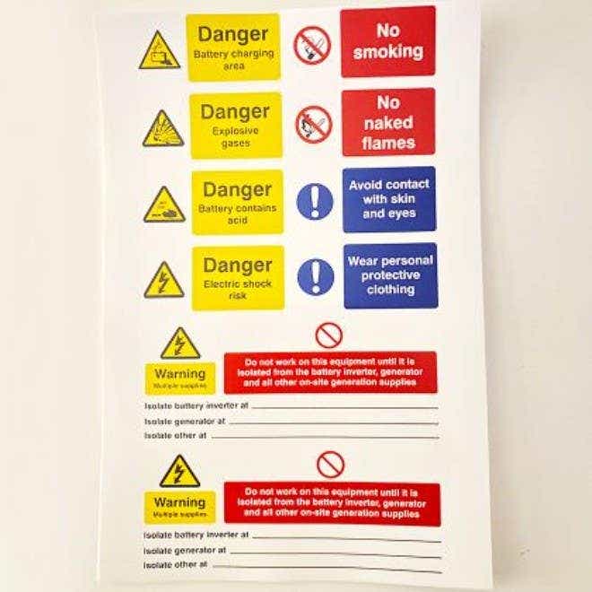 Industrial Signs Battery Solar Labels (Pack of 5) - IS16205SA