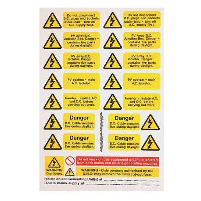 Industrial Signs PV Array Label Set (pack of 5) - IS8800SA