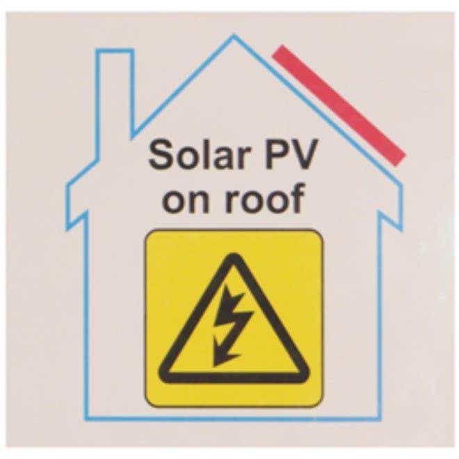 Industrial Signs Over Laminated Solar PV on Roof Label (Pack of 10) - IS9210SA