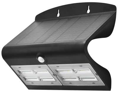 Robus SOL 6.8W Solar LED Wall light with PIR IP65 Black 4000K
