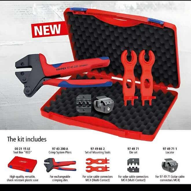 Knipex MC4 Crimping Kit for Reliable PV Connector Crimping - TISMC4KIT